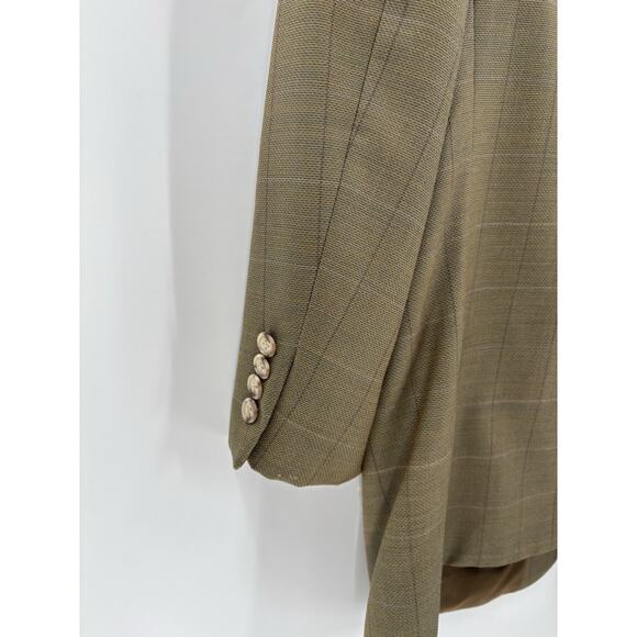 Vintage Marzotto Sartoriale Suit Jacket Mens 44 Brown Plaid Two Button Pockets - Picture 10 of 16